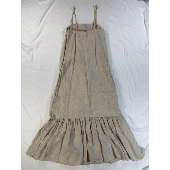 Los Angeles Atelier Cotton & Other Stories Linen Midi Dress Beige Boho Size 6 - Picture 14 of 14